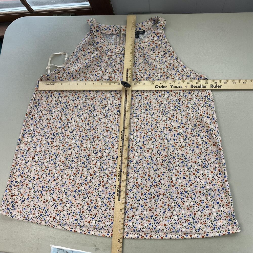 Adrianna Papell Top Womens Large Beige Dainty Floral Pleated Flowy Cottagecore - Picture 7 of 11